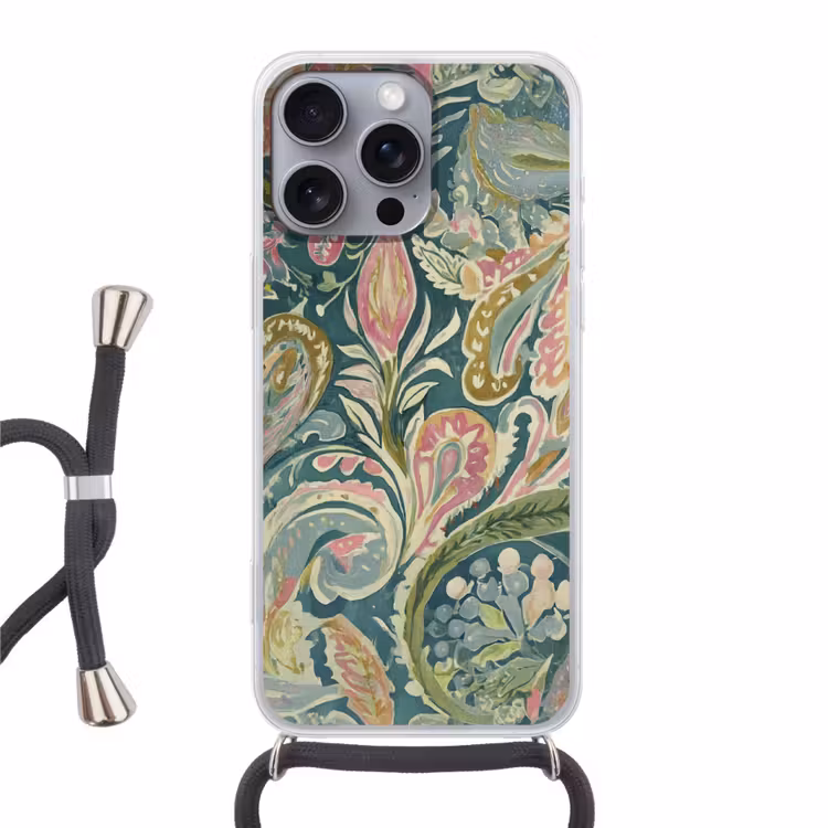 Telefoonhoesje met koord - Patroon - Kleurrijk - Sierlijk - Groen — 1