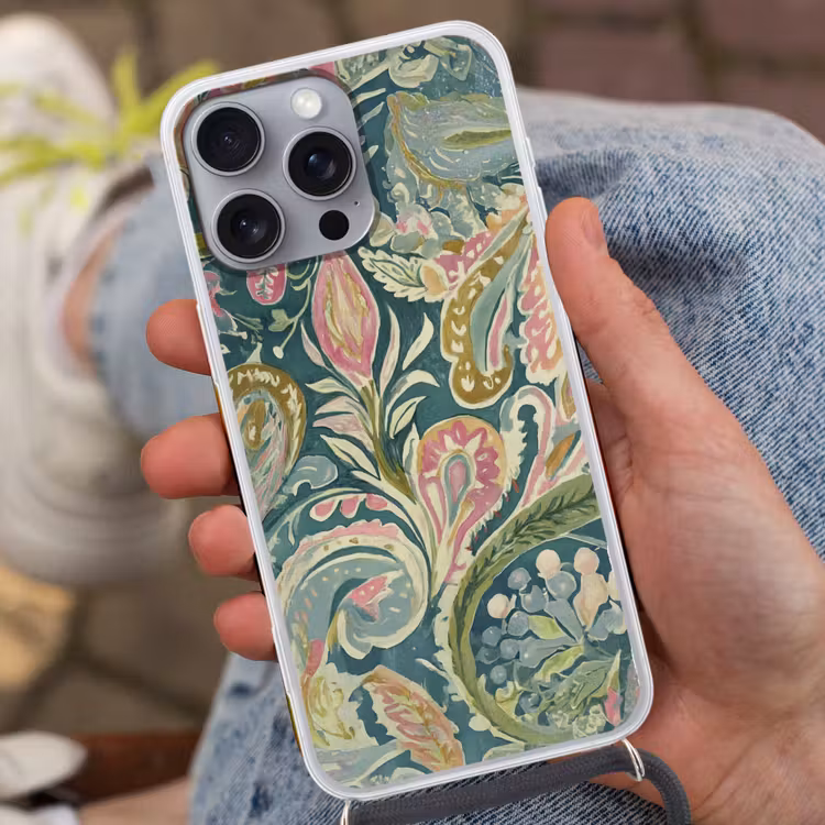 Telefoonhoesje met koord - Patroon - Kleurrijk - Sierlijk - Groen — 2