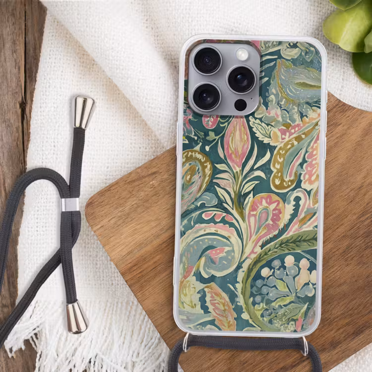 Telefoonhoesje met koord - Patroon - Kleurrijk - Sierlijk - Groen — 3
