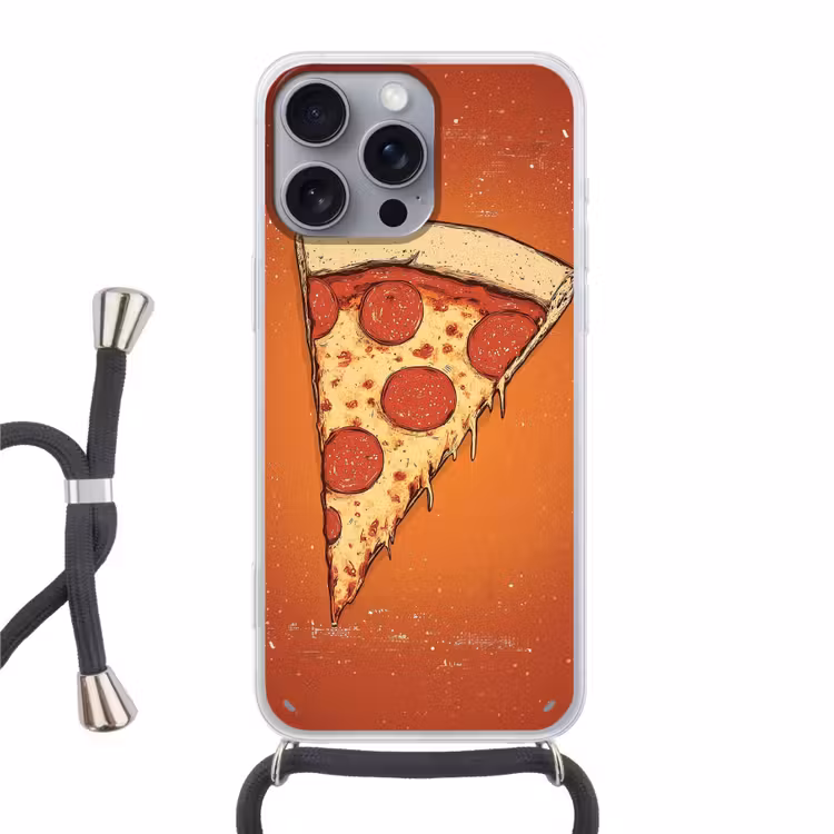 Telefoonhoesje met koord - Pizza - Kaas - Rood - Pepperoni — 1