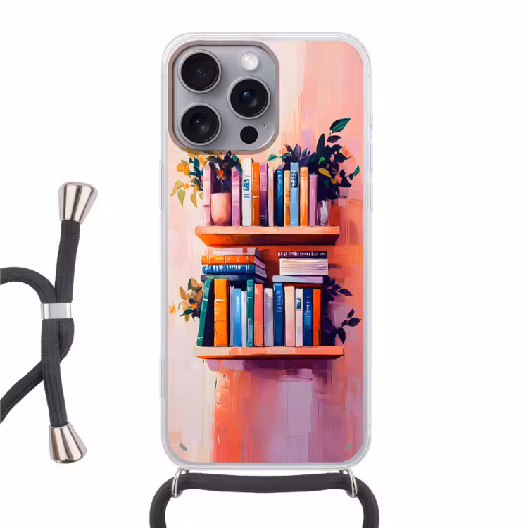 Telefoonhoesje met koord - Planken - Boeken - Bladeren — 1