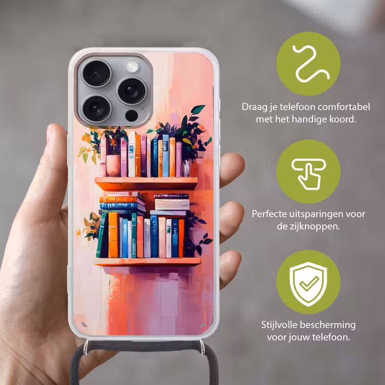Telefoonhoesje met koord - Planken - Boeken - Bladeren — 4