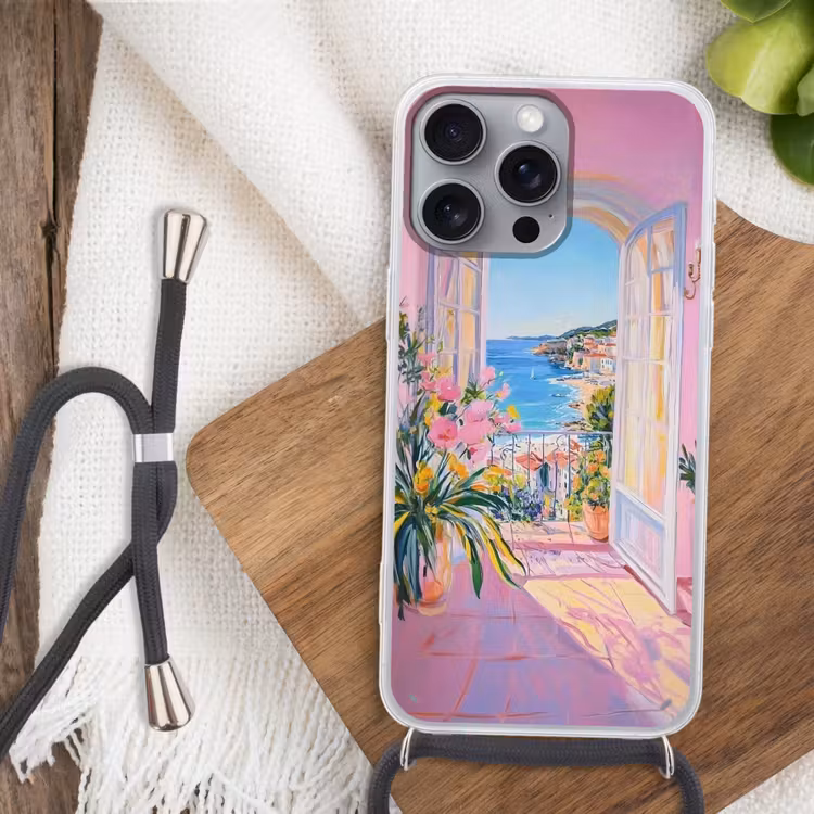 Telefoonhoesje met koord - Roze - Buiten - Verf — 3