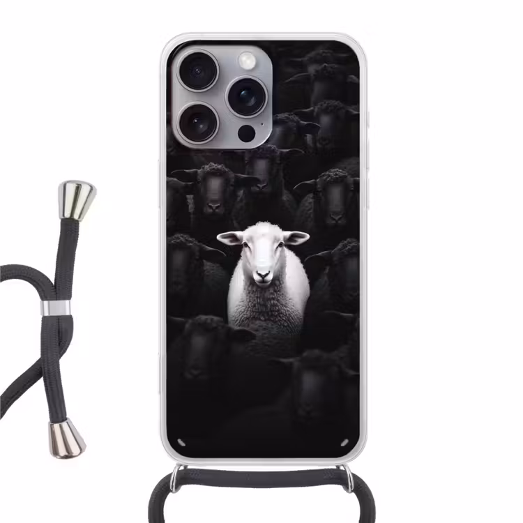 Telefoonhoesje met koord - Schapen - Wit - Duisternis — 1