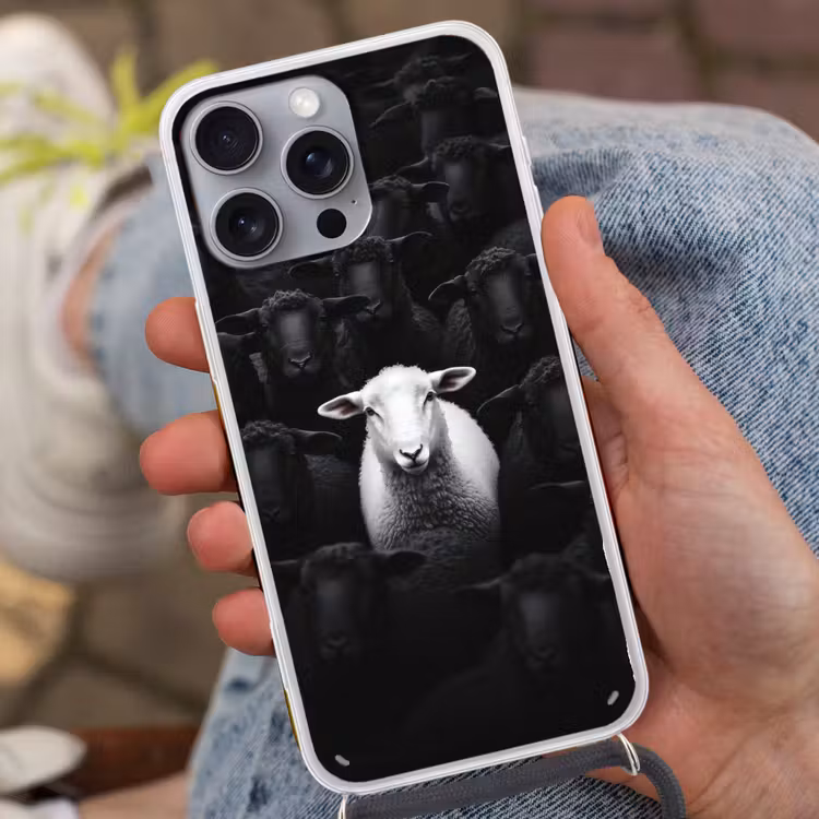 Telefoonhoesje met koord - Schapen - Wit - Duisternis — 2