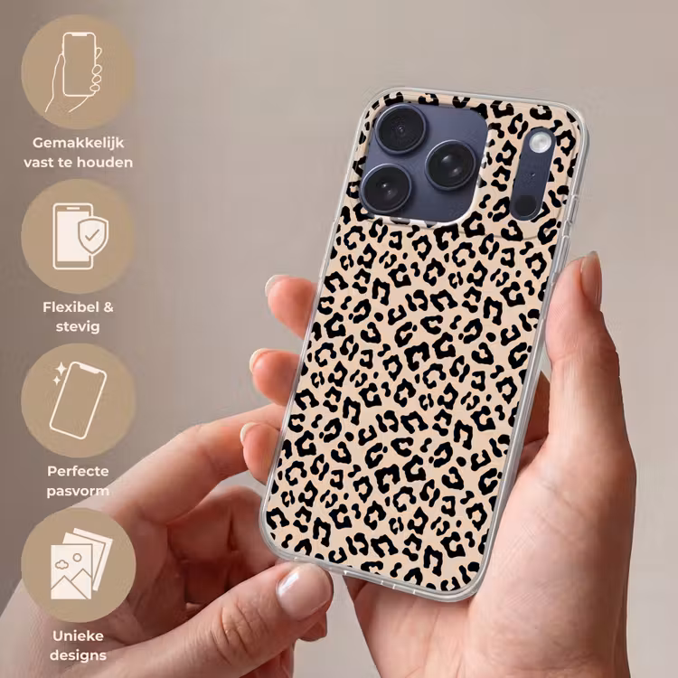 Telefoonhoesje - Panterprint - Zwart - Bruin - Dierenprint — 4