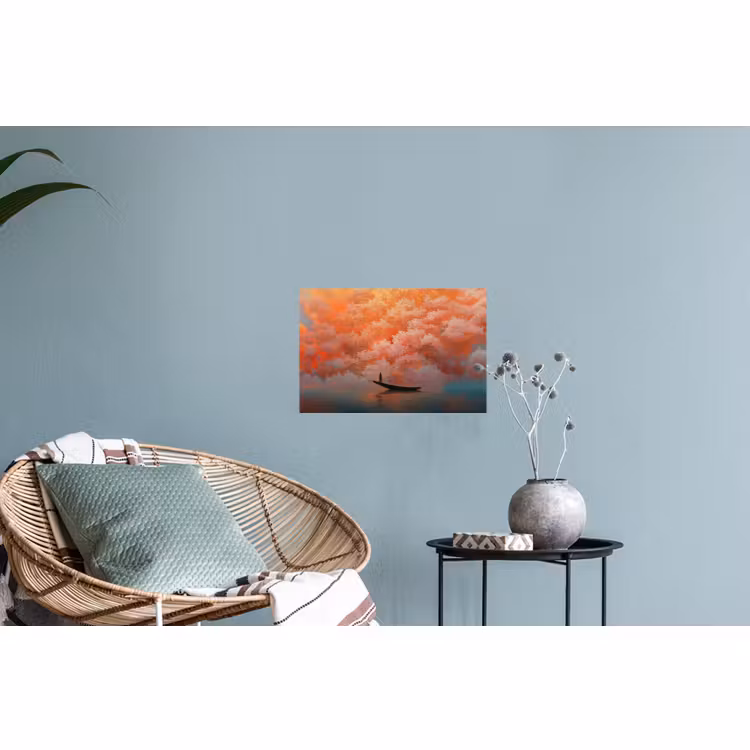 Muursticker - Zee - Boot - Wolken - Oranje — 4
