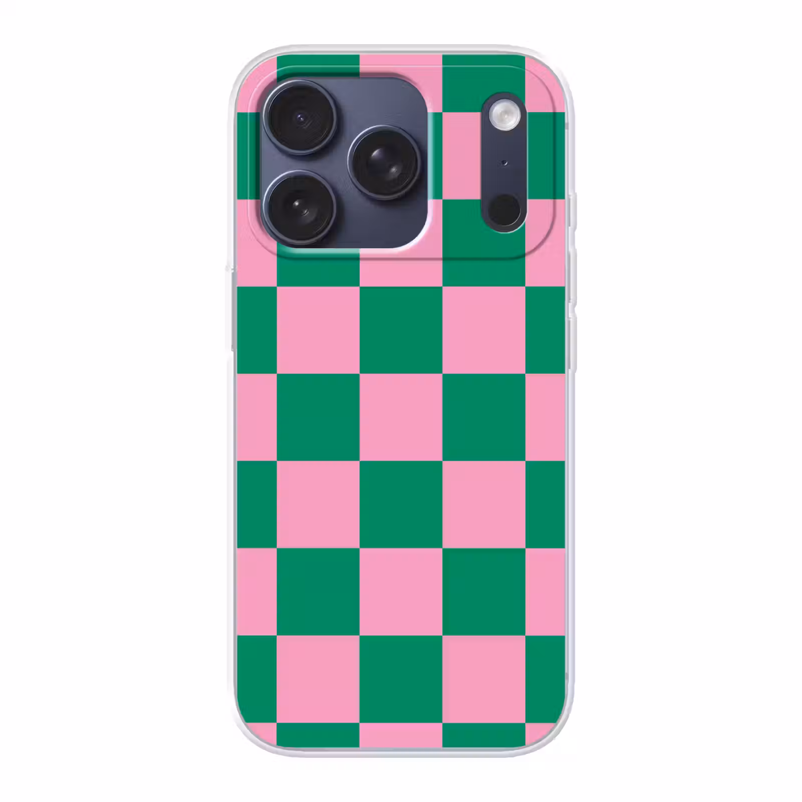 Telefoonhoesje - Schaakbord patroon - Groen - Roze - Blokjes — 1
