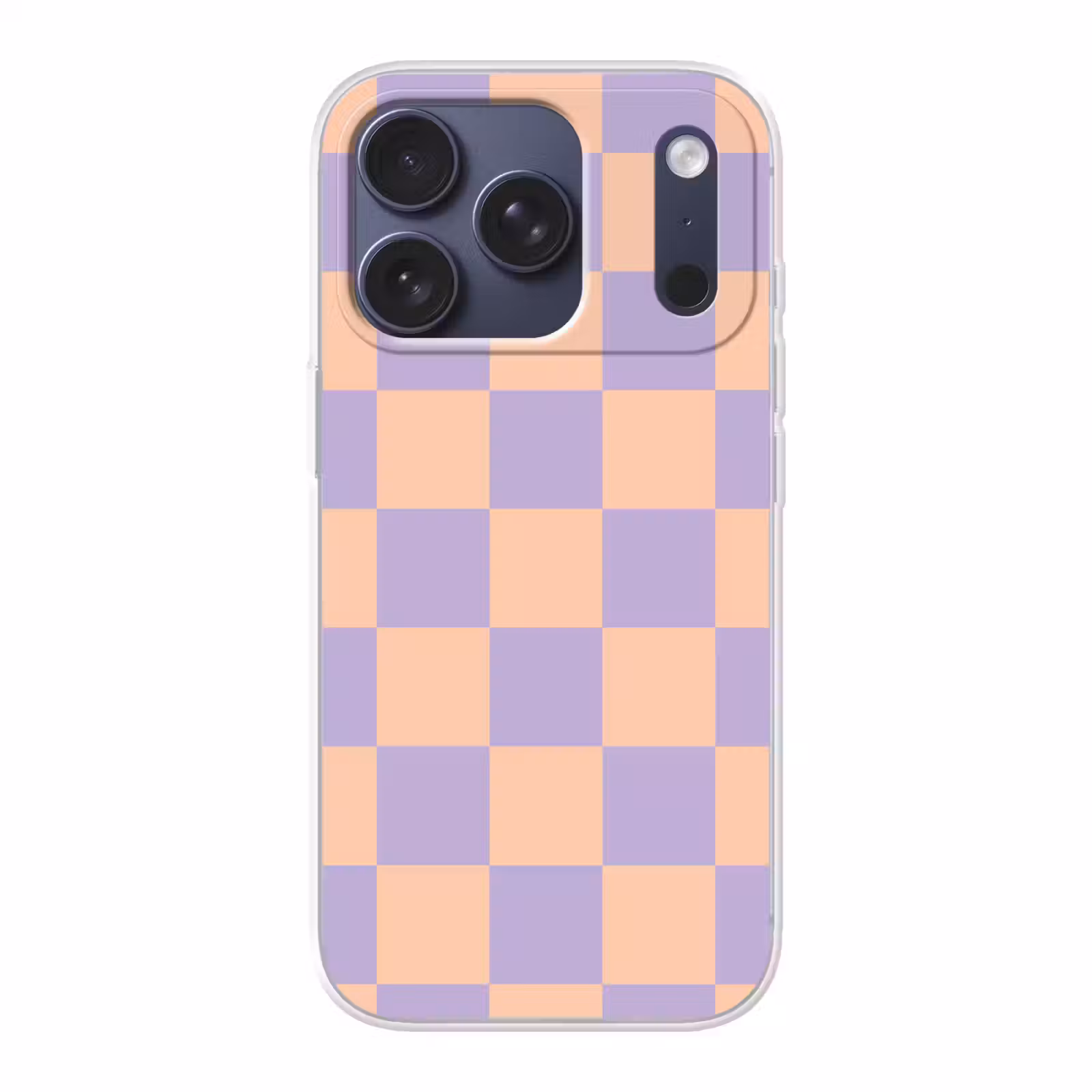 Telefoonhoesje - Schaakbord patroon - Paars - Roze - Blokjes — 1