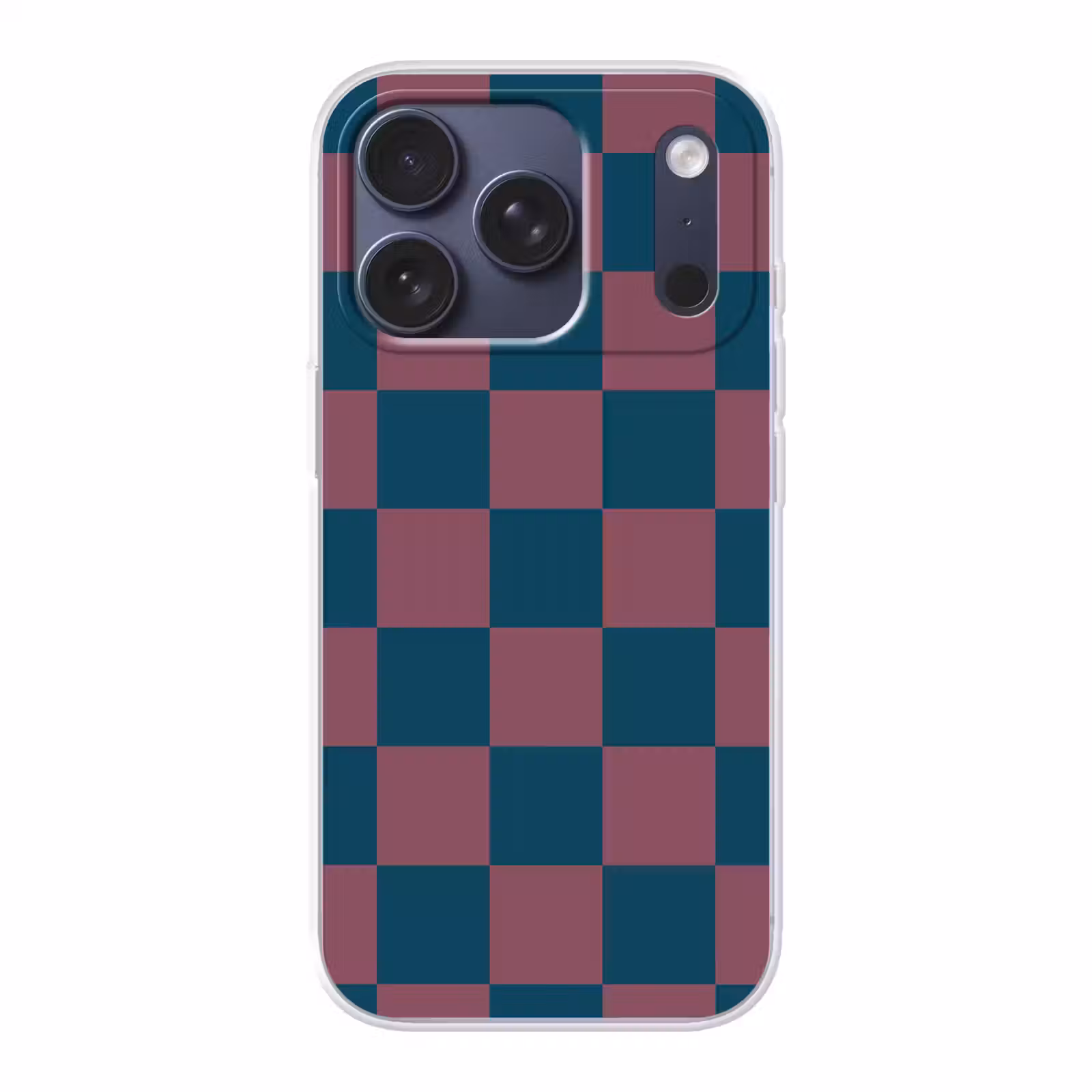 Telefoonhoesje - Schaakbord print - Blauw - Rood - Blokjes — 1