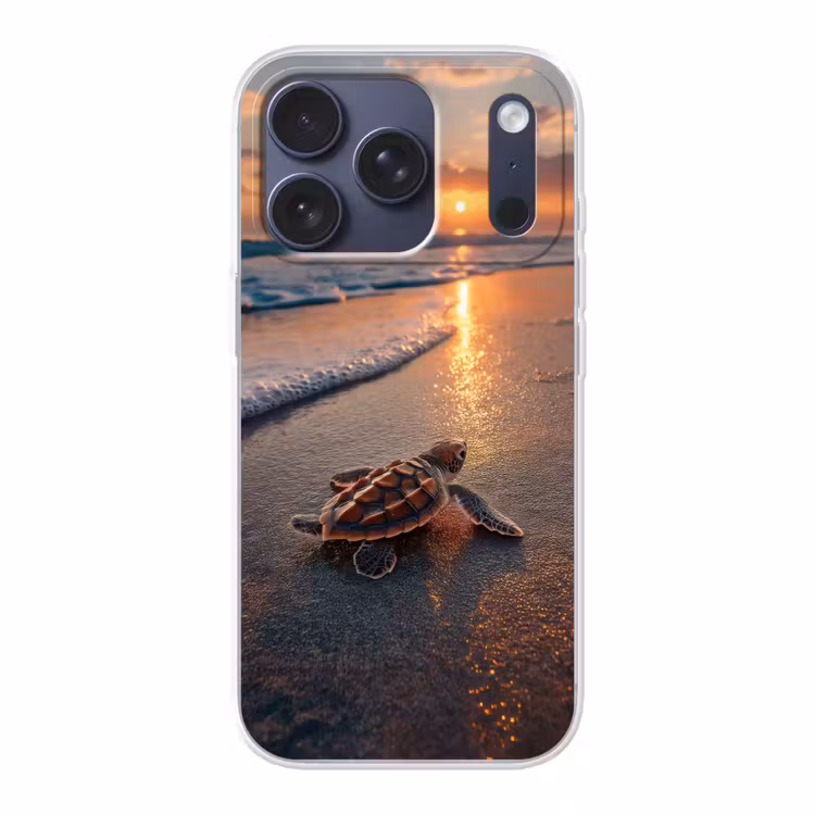 Telefoonhoesje - Schildpad - strand - Zonsondergang — 1