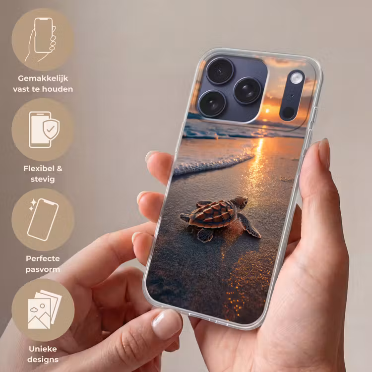 Telefoonhoesje - Schildpad - strand - Zonsondergang — 4