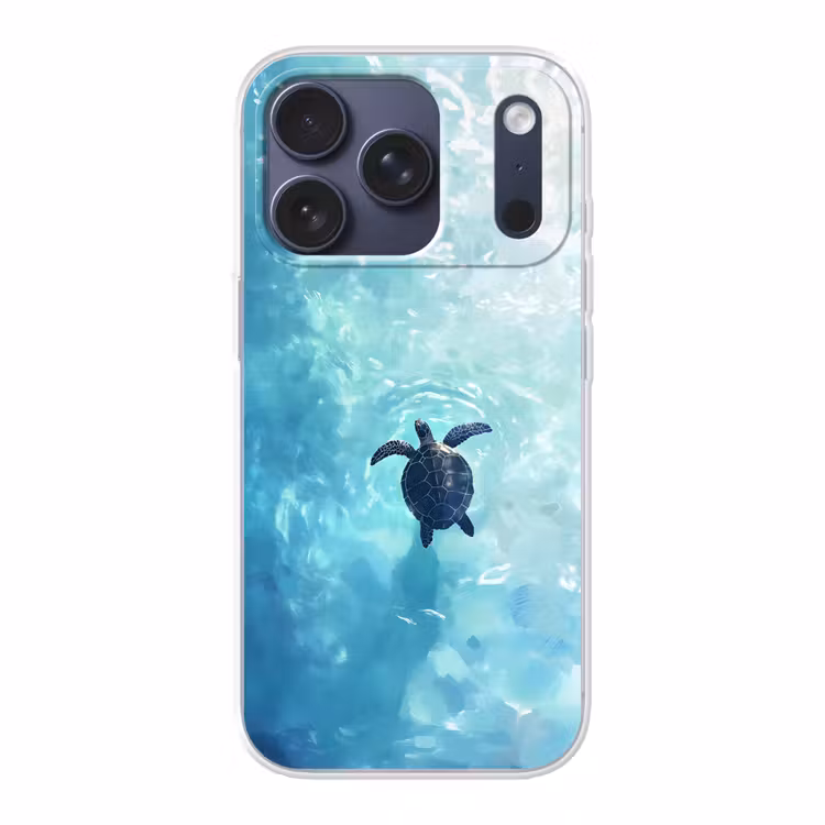 Telefoonhoesje - Schildpad - Zee - Blauw - Schittering — 1