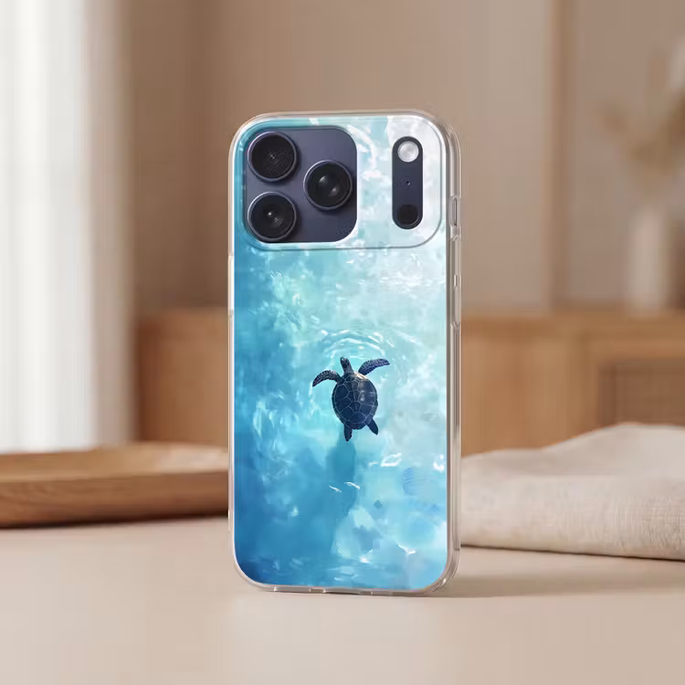Telefoonhoesje - Schildpad - Zee - Blauw - Schittering — 3