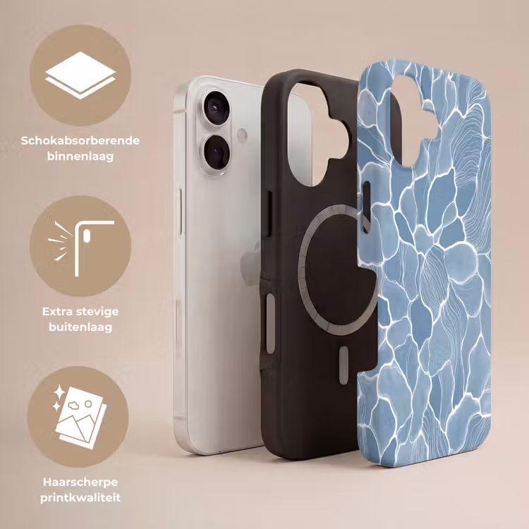 Telefoonhoesje Toughcase - Abstract - Blauw - Bladeren — 3