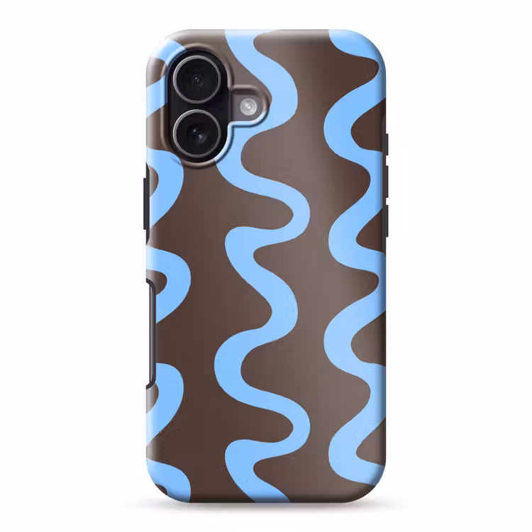 Telefoonhoesje Toughcase - Kronkelende lijnen - Blauw - Bruin - Minimalistisch — 1