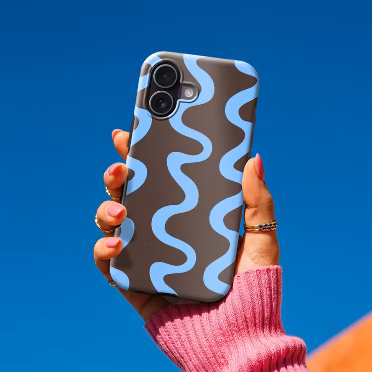 Telefoonhoesje Toughcase - Kronkelende lijnen - Blauw - Bruin - Minimalistisch — 2
