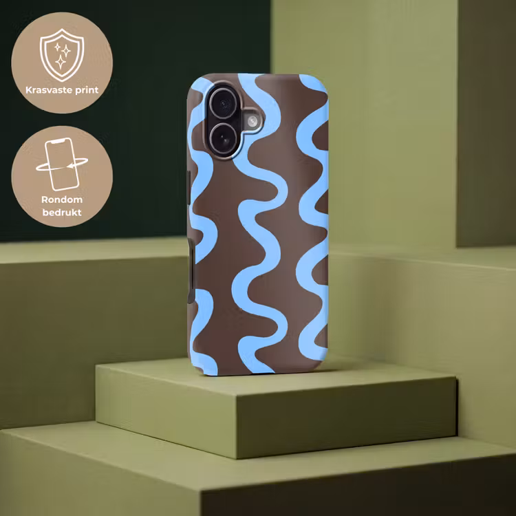 Telefoonhoesje Toughcase - Kronkelende lijnen - Blauw - Bruin - Minimalistisch — 7
