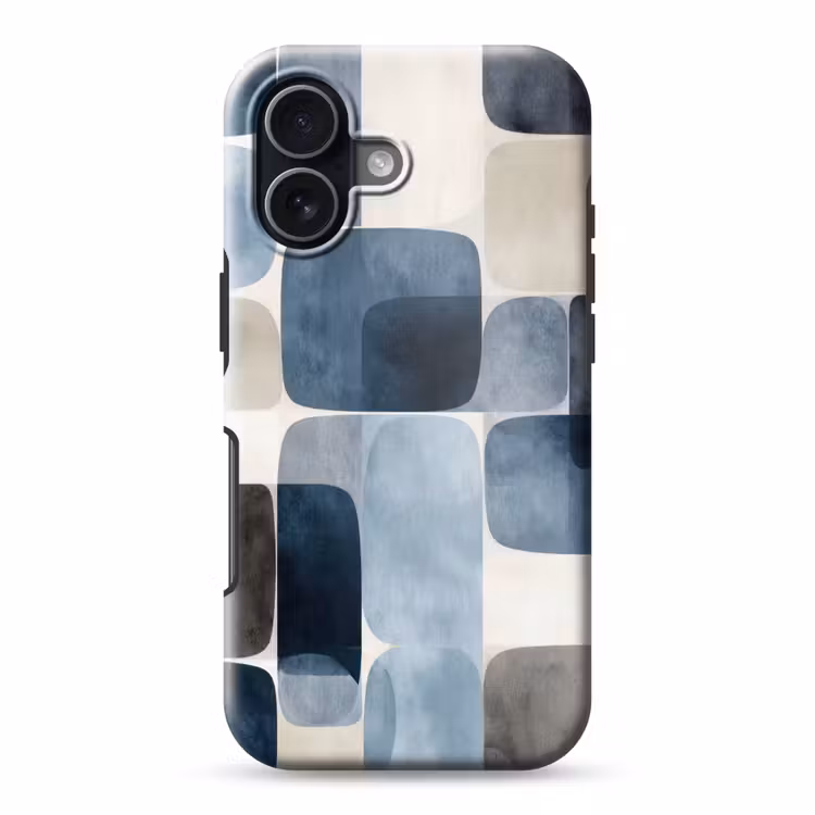 Telefoonhoesje Toughcase - Patroon - Blauw - Vierkanten — 1