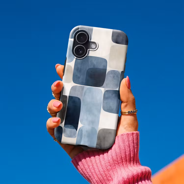 Telefoonhoesje Toughcase - Patroon - Blauw - Vierkanten — 2
