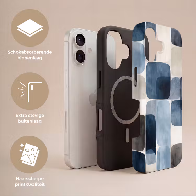 Telefoonhoesje Toughcase - Patroon - Blauw - Vierkanten — 3