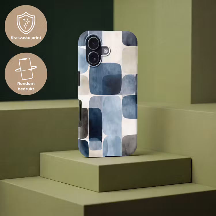 Telefoonhoesje Toughcase - Patroon - Blauw - Vierkanten — 7