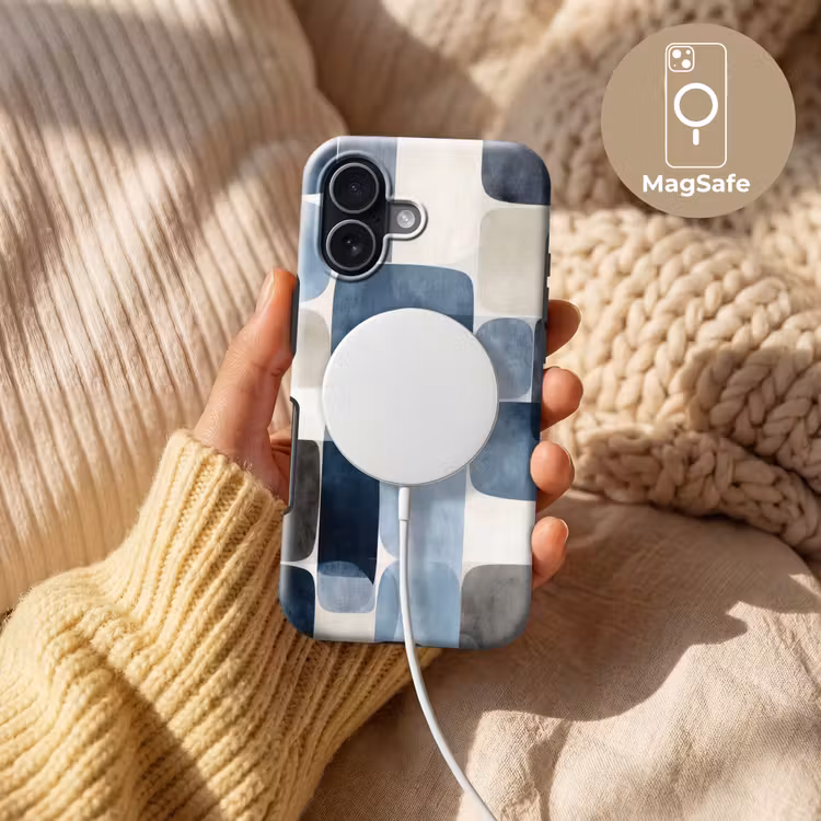 Telefoonhoesje Toughcase - Patroon - Blauw - Vierkanten — 8