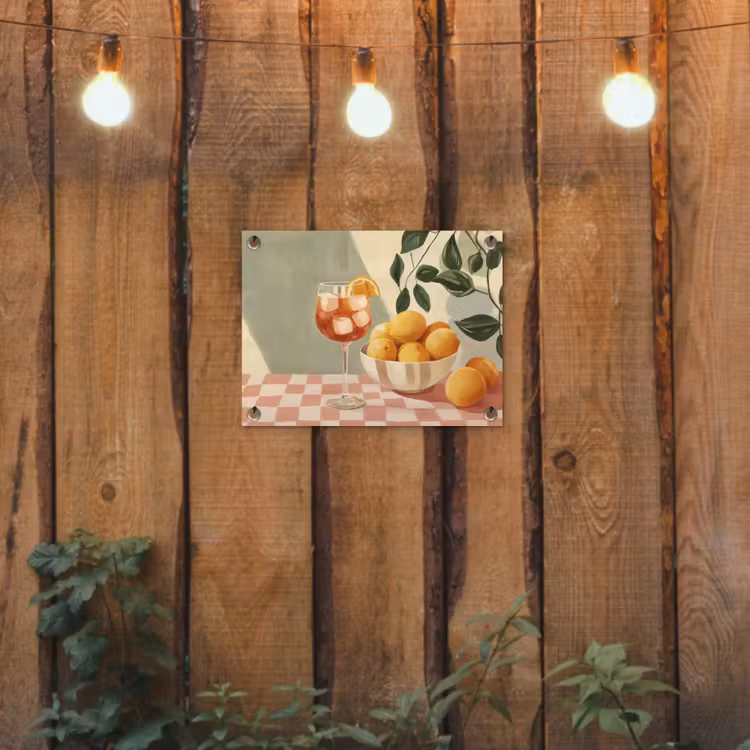 Tuinposter - Citroenen - Glas - Tafelkleed - Geblokt — 2