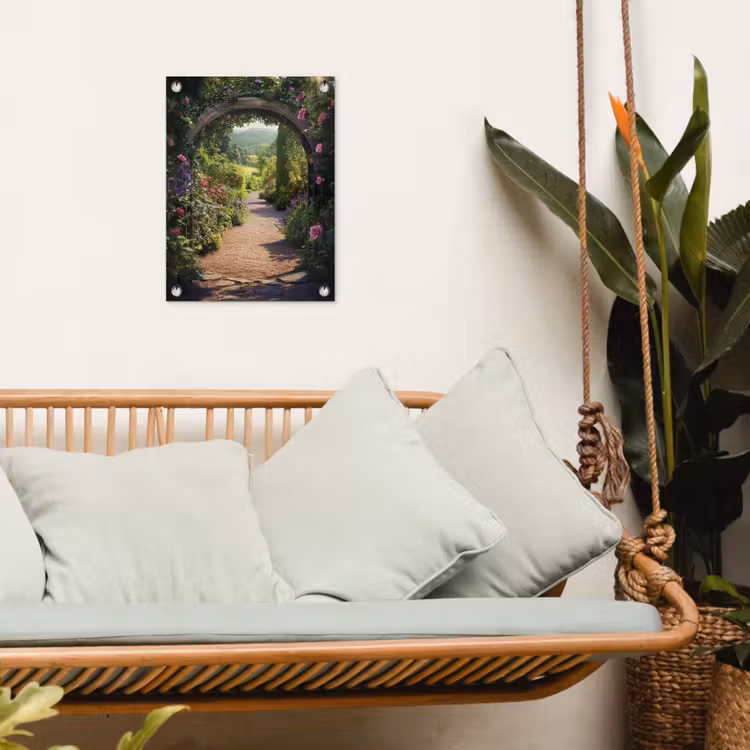 Tuinposter - Doorkijk - Bloemen - Natuur - Rozenboog — 5