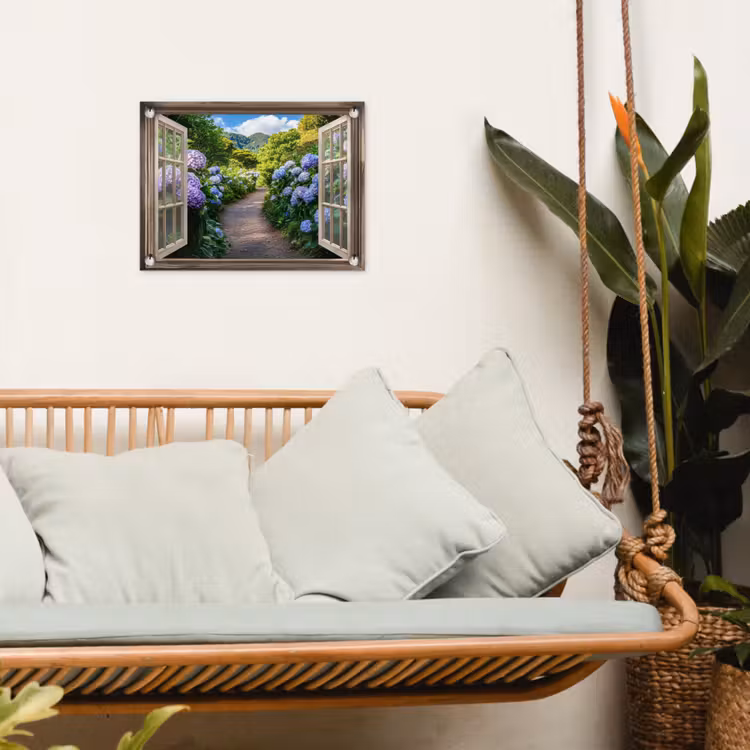 Tuinposter - Doorkijk - Hortensia - Pad - Natuur — 5