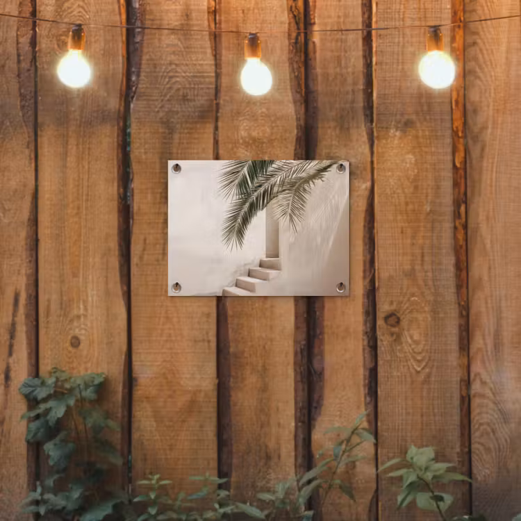 Tuinposter - Palmboom - Schaduw - Trap - Beige — 2