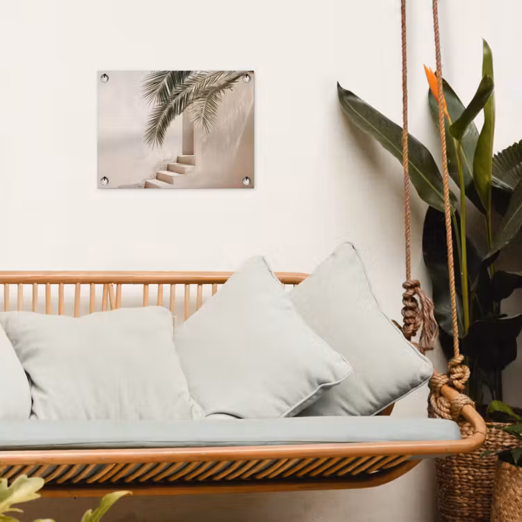 Tuinposter - Palmboom - Schaduw - Trap - Beige — 5