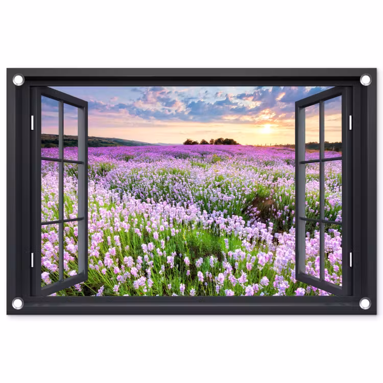 Tuinposter - Uitzicht op Lavendelveld bij Zonsondergang — 1
