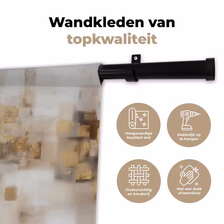 Wandkleed - Abstracte vierkanten - Aardetonen - Mistig — 3