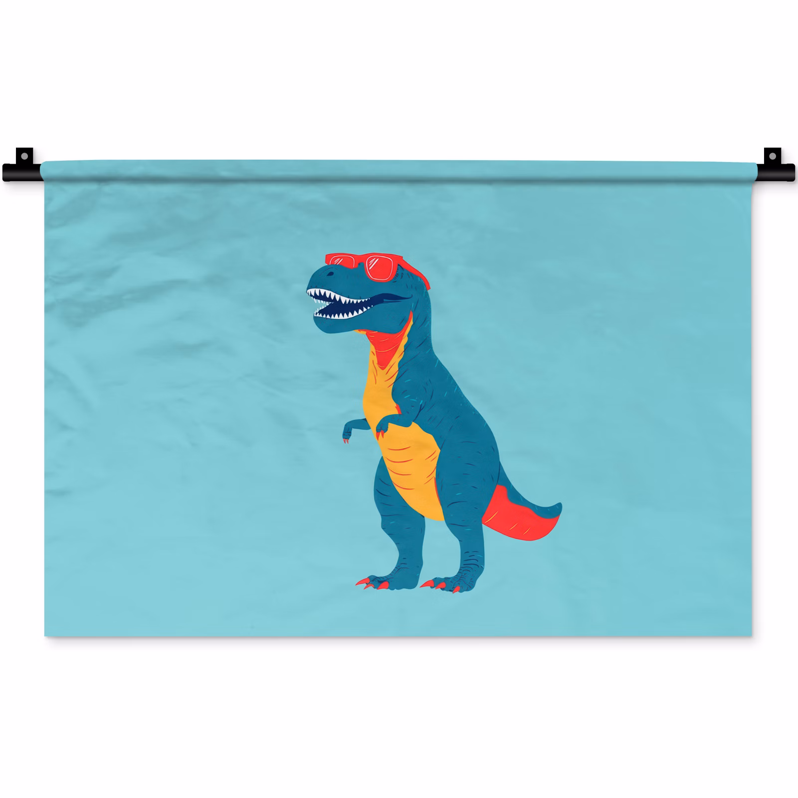 Wandkleed - Dinosaurus - Blauw - Zonnebril — 1