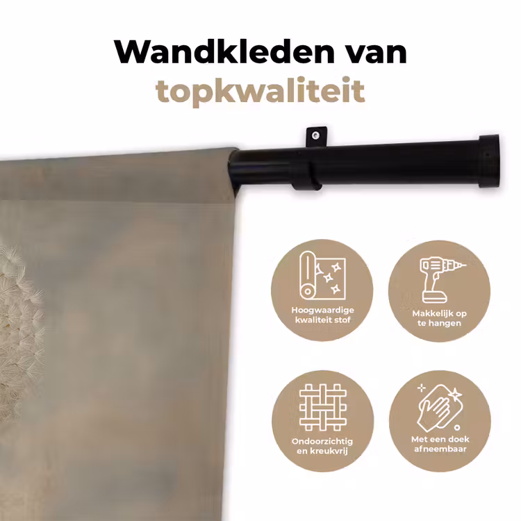 Wandkleed - Dromerig - Beige - Paardenbloemzaadjes — 3