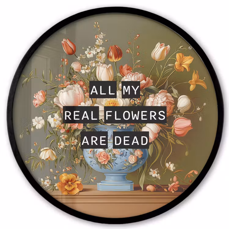 Ronde fotolijst - Bloem - Quote - Vintage - Art — 1