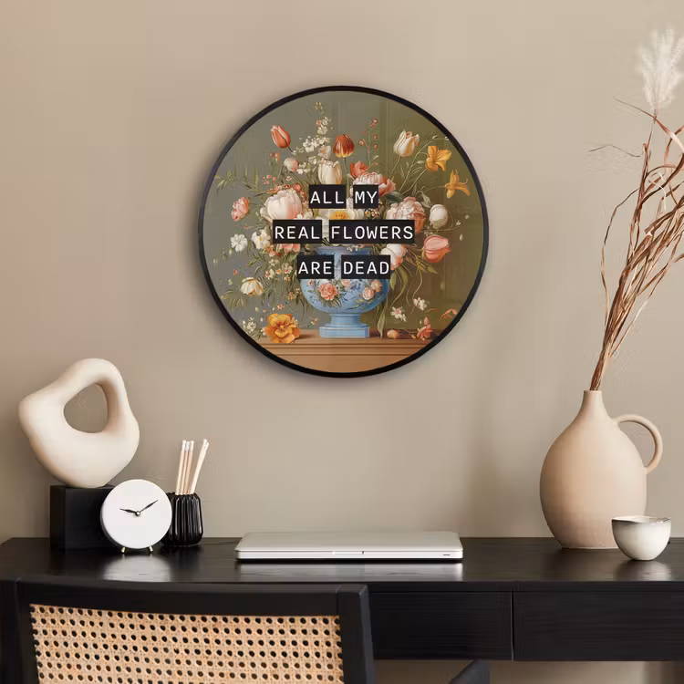 Ronde fotolijst - Bloem - Quote - Vintage - Art — 3