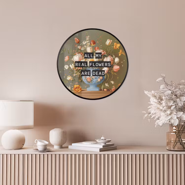 Ronde fotolijst - Bloem - Quote - Vintage - Art — 5