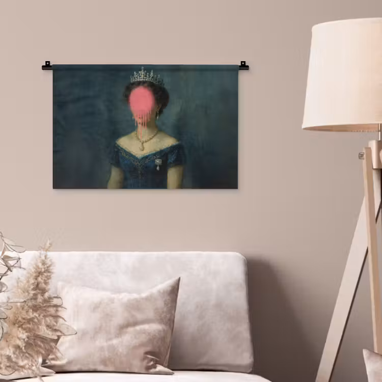 Wandkleed - Kroon - Roze druipend verf - Portret — 2