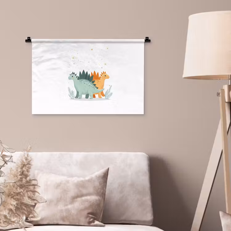 Wandkleed - Planten - Sterren - Dinosaurussen - Oranje — 2