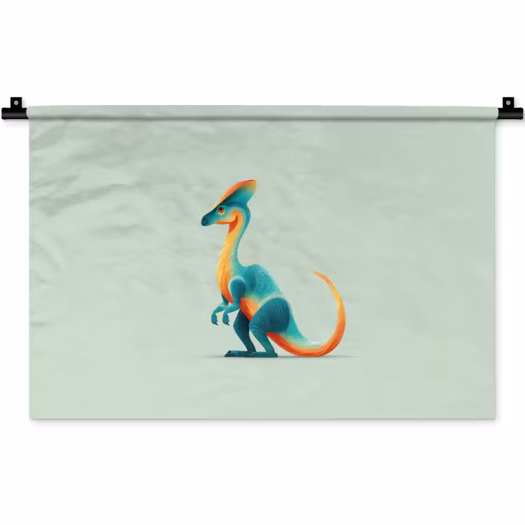Wandkleed - Staart - Dino - Minimalistisch - Blauw — 1