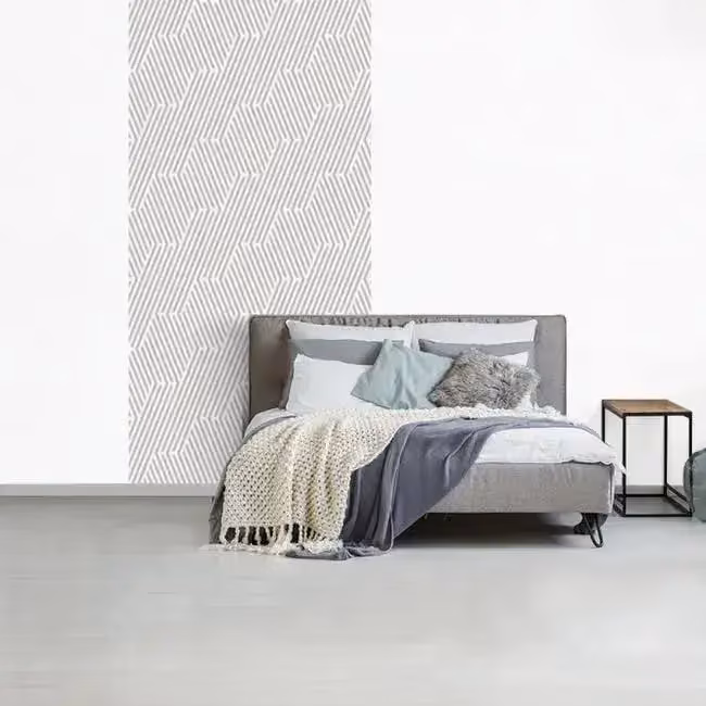 Behang achter bed 