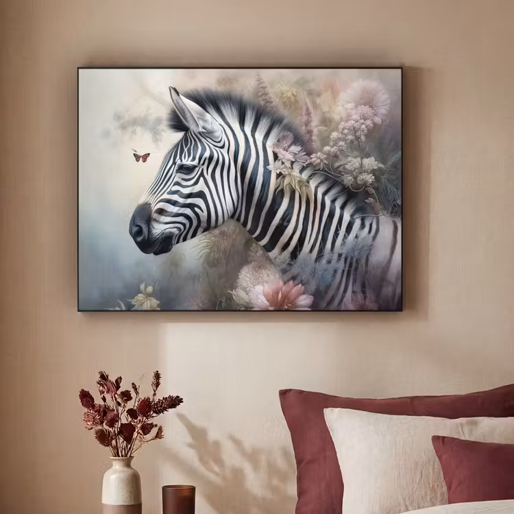 Art frame - Zebra - Wilde dieren - Vlinder - Bloemen — 3