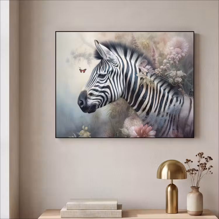 Art frame - Zebra - Wilde dieren - Vlinder - Bloemen — 5