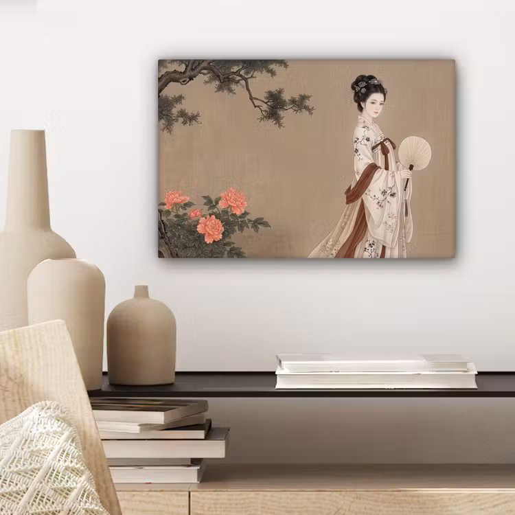 Canvas schilderij - Vrouw - Azië - Kunst - Beige — 5