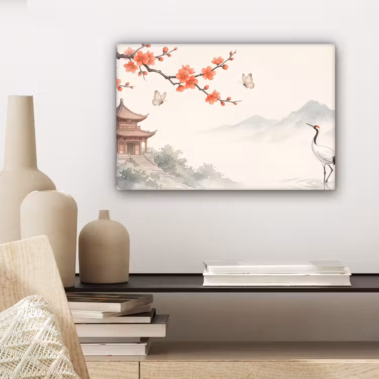 Canvas schilderij - Kraanvogel - Azië - Klassiek — 5