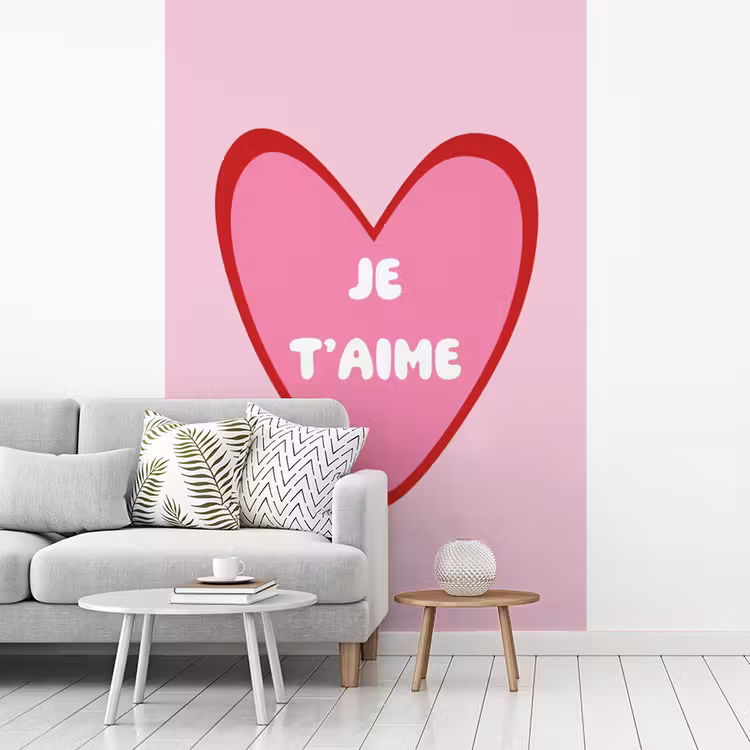Behang - Hart - Frans - Valentijn - Roze — 1