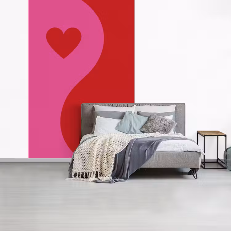 Behang - Minimalistisch - Rood - Roze - Hartjes — 2