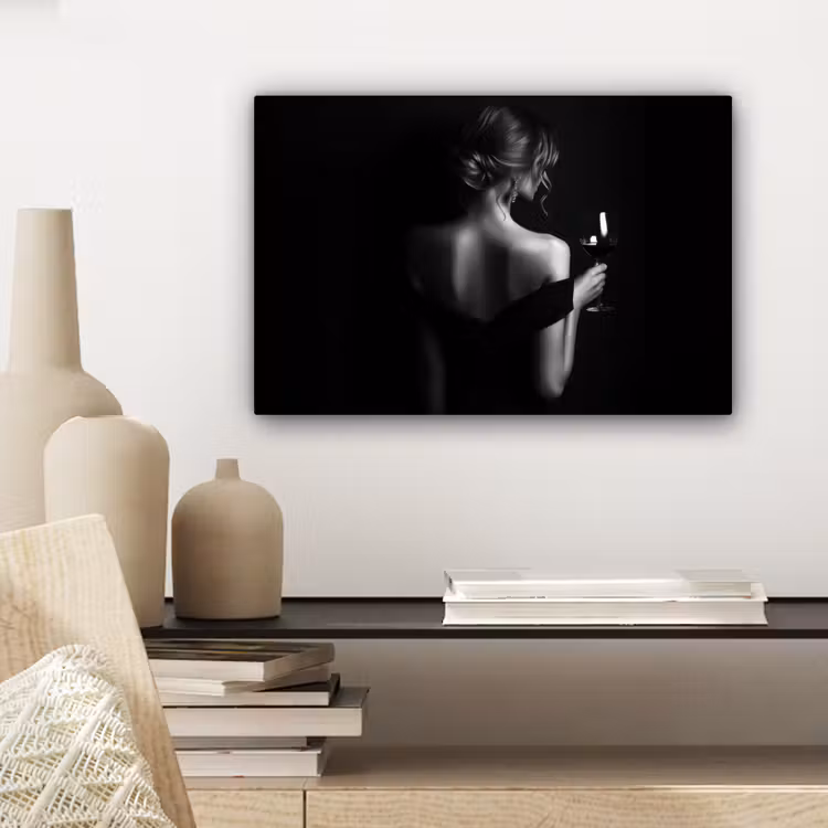 Canvas schilderij - Vrouw - Wijn - Jurk — 5